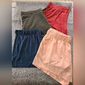 4 Pair Of Athletic Works Shorts, Red, Green, Navy, Peach